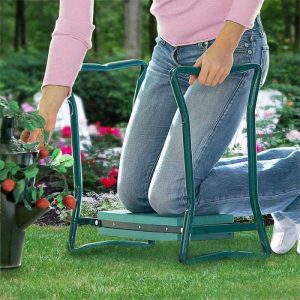 Comfort-Fit Folding Garden Kneeler With Wide EVA Cushion And Tool Pouch - Durable Metal Construction For Gardening & Lawn Care