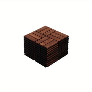 Acacia Wood Interlocking Deck Tiles Checker Pattern, 12