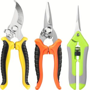 3PCS Garden Pruning Shears Set - Stainless Steel Professional Gardening Scissors with Non-Slip Ergonomic Handles, Labor-Saving High-Tension Springs, Modern Metal Blade Trimmers for Efficient Cutting