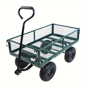 500 pound heavy-duty steel garden cart - removable mesh side, 180 ?? rotating handle, 4 tire flat plate conversion - suitable for garden, farm, and yard work, handling wood, supplies