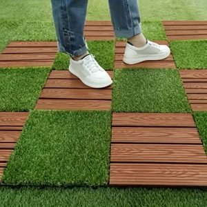 11-Piece Interlocking Artificial Grass Tile Set, Plastic Patio and Balcony Mat, Durable Outdoor Waterproof Lawn Flooring, Rust Resistant, Easy DIY Installation, Low Maintenance ?C Ideal for Indoor & Outdoor Use